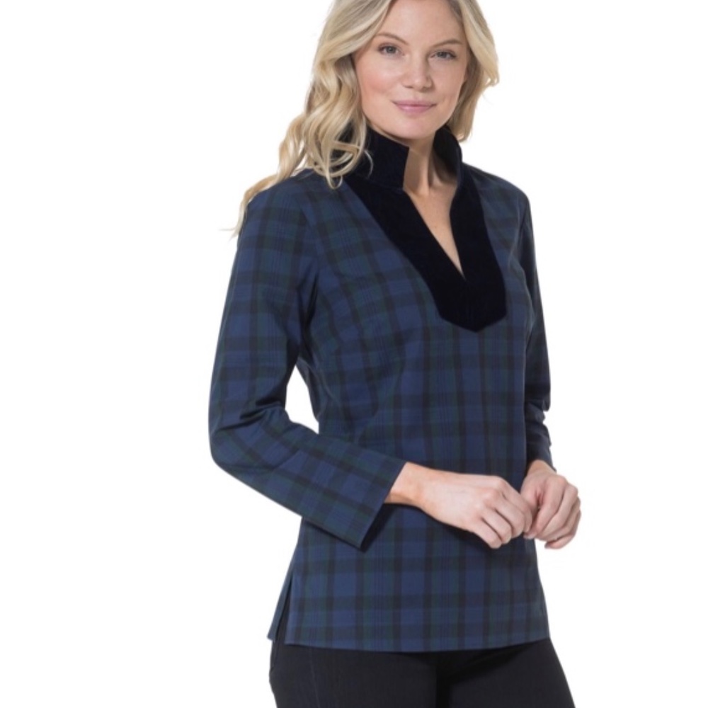 Sail to Sable stretch cotton plaid tunic top  - XS - Retail $188 NWT